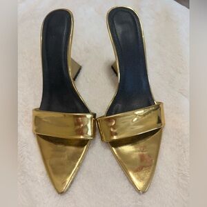 Fashion Nova Gold Sandal Wedges